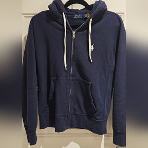 Ralph Lauren Navy Zip-Up Hoodie with White Pony